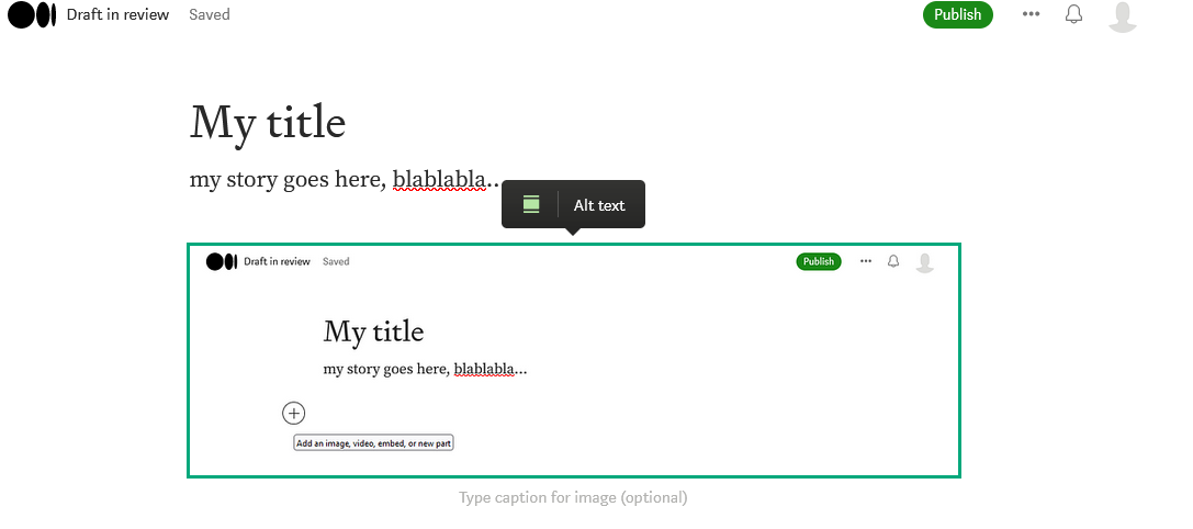 medium add alter text and caption to image